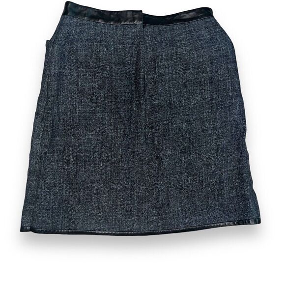 Robert Rodriguez Skirt Gray Tweed Wool & Black Leather Accent Bow Pockets Size 6 - Picture 3 of 6